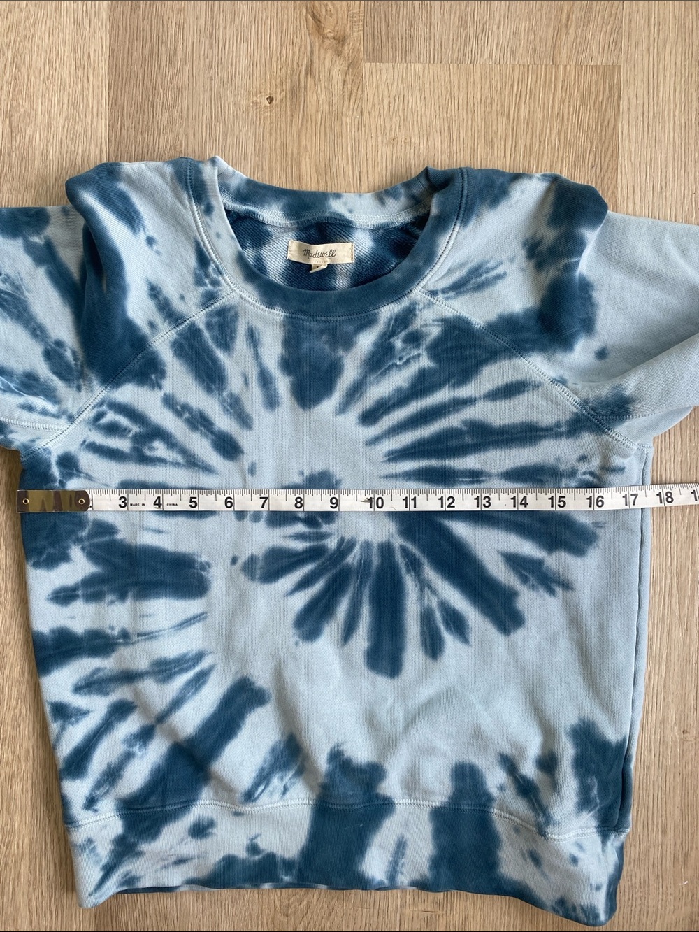 Madewell Blue Tie Dye Sweatshirt XS Pullover Crewneck Lounge Casual Cozy Top - Picture 9 of 10